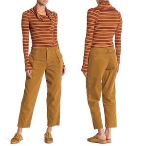 Free People Boho Casual Button Fly Cropped Chino Pants